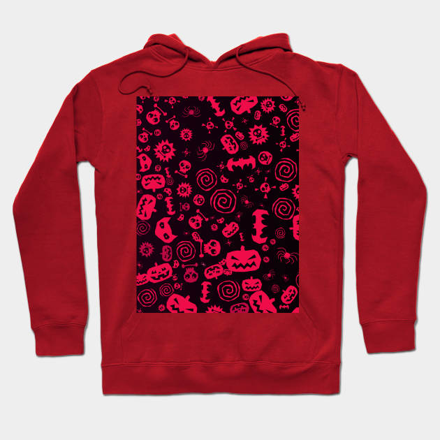 Halloween Pattern Art Design Red Hoodie by TheSorcerersStore